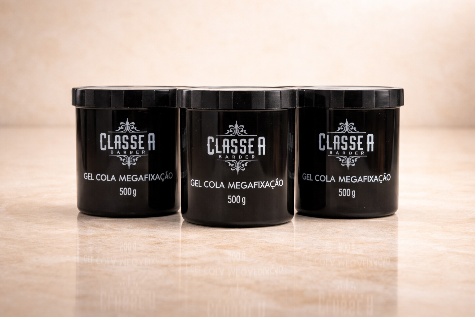 Kit Gel Cola Megafixação Classe A Barber 500g – 3 Unidades