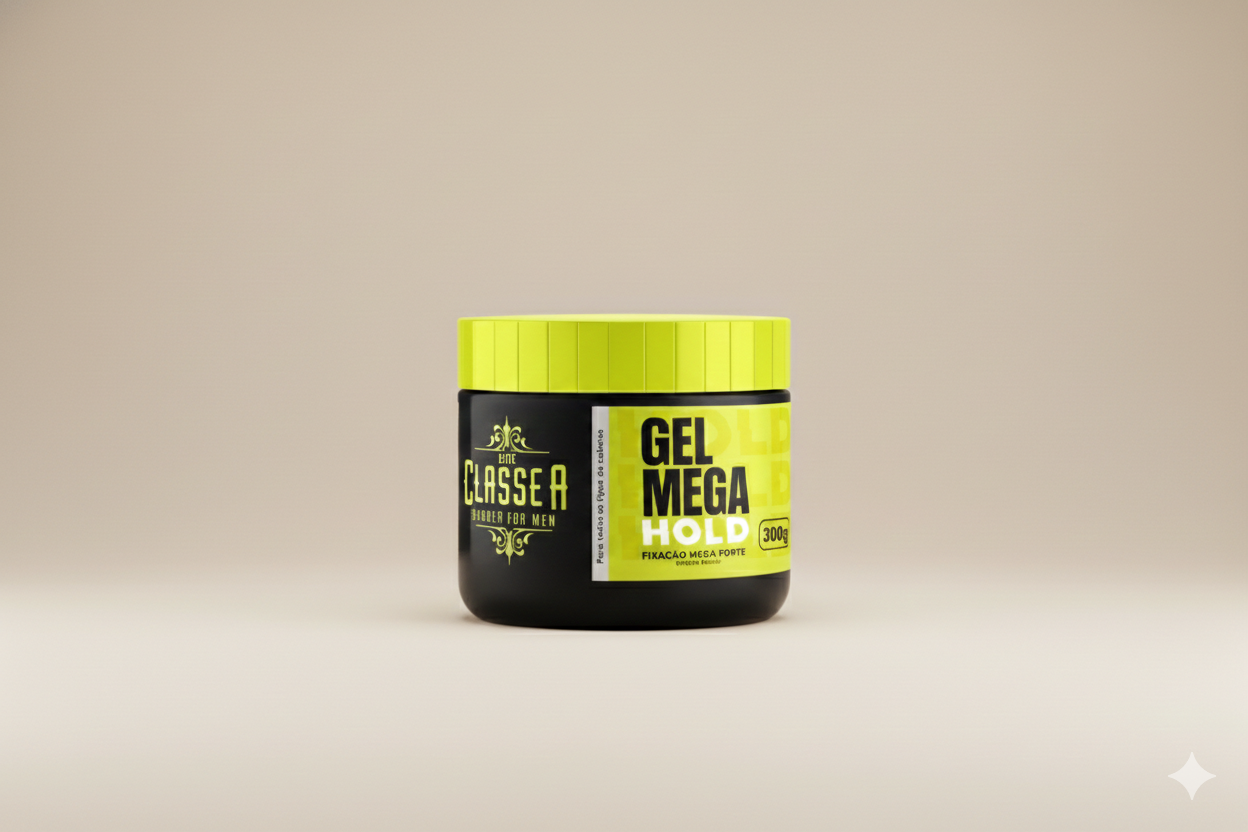 Gel Cola Mega Hold Classe A Barber 300g – Fixação Extra Forte