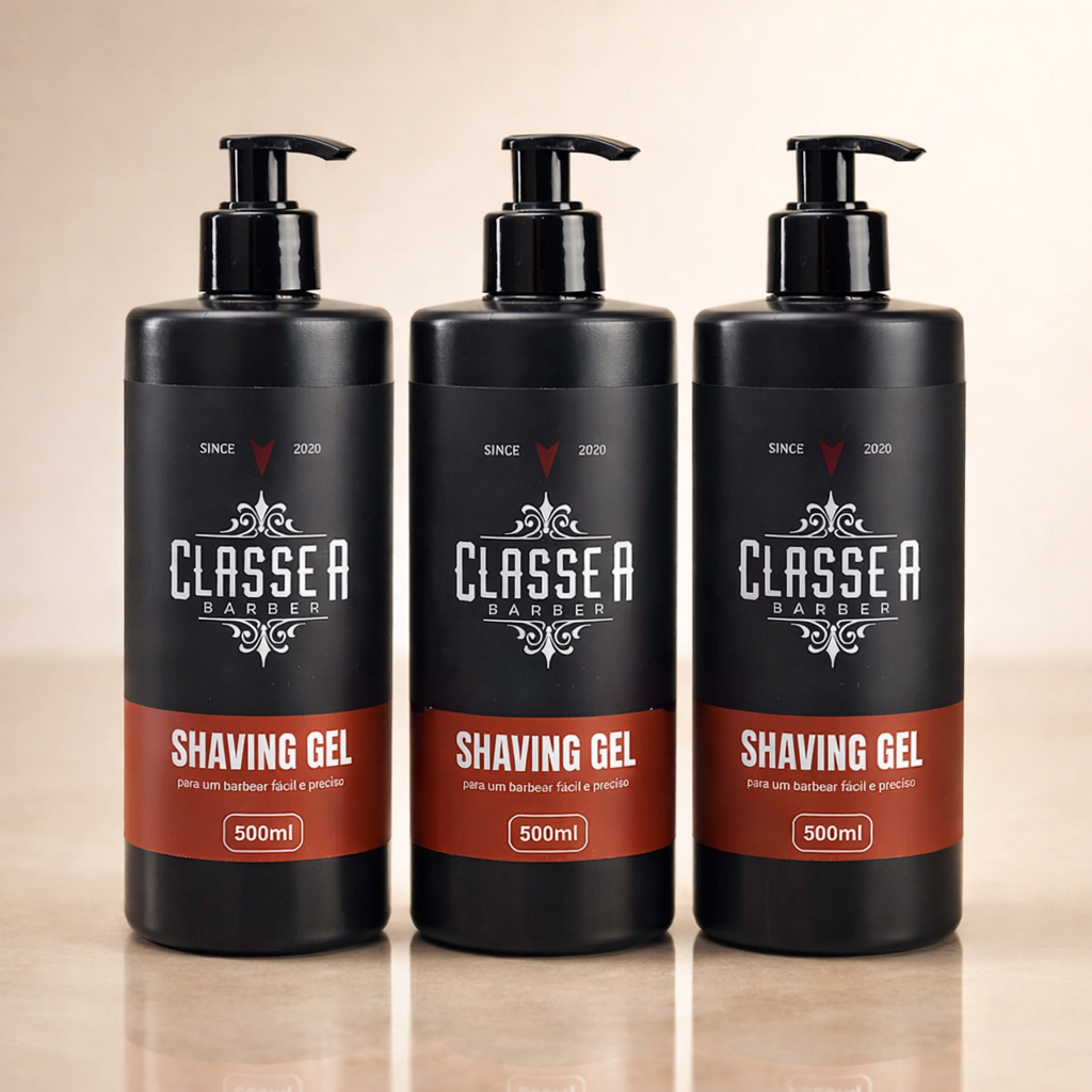 Kit 3 Shaving Gel Profissional Classe A Barber 500g – Gel de Barbear Transparente