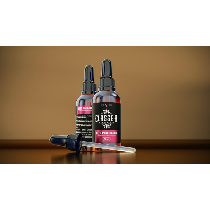 Kit 24x óleo para barba 30ml classe a  possui hidratantes e fortalece os fios