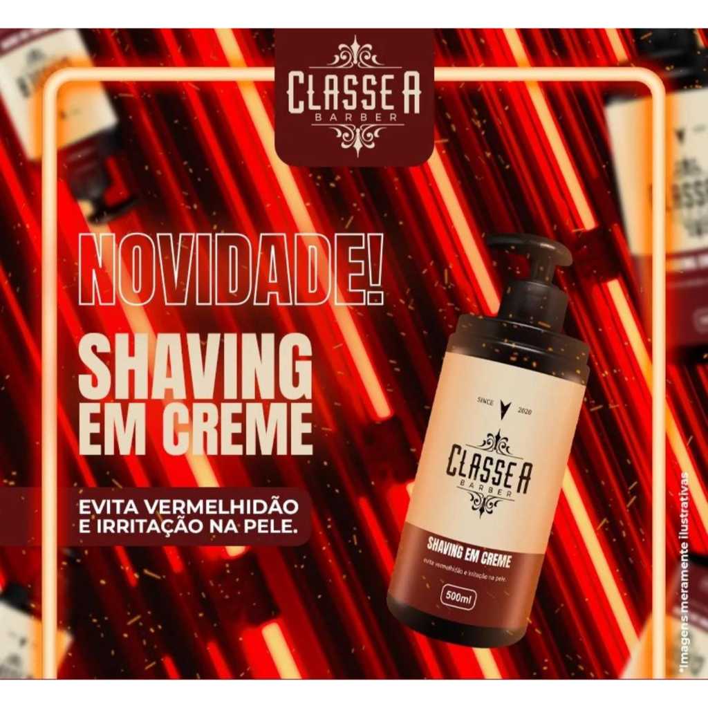 Shaving Em Creme Classe A 500m Creme De Barbear Pra Fazer Barba, Pezinho E Navalhado