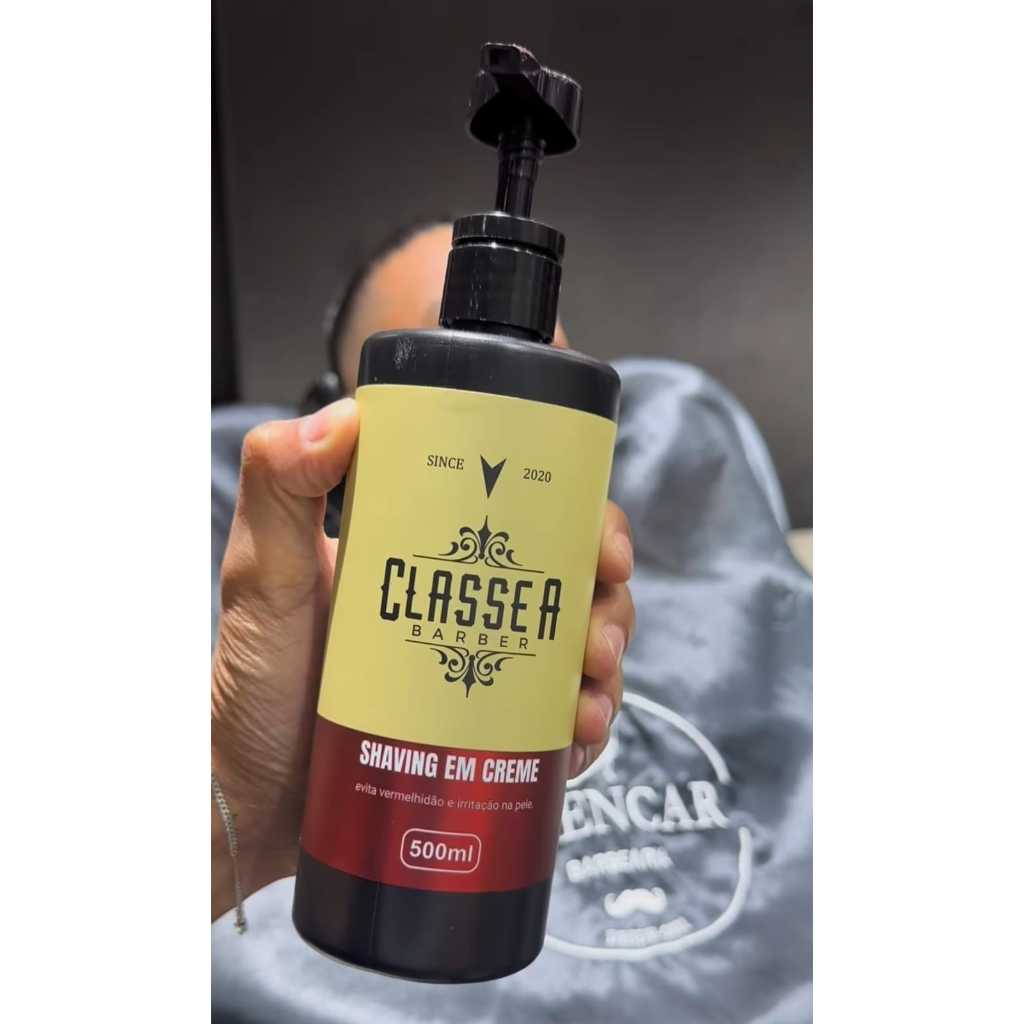 Shaving Em Creme Classe A 500ml Pra Fazer Barba Pezinho E Navalhado Hidratante & Refrescante Profissional