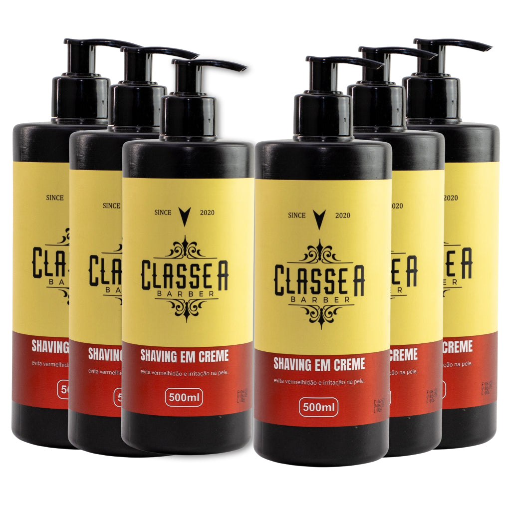 Kit 6x Shaving Em Creme Classe A 500m Creme De Barbear Pra Fazer Barba, Pezinho E Navalhado
