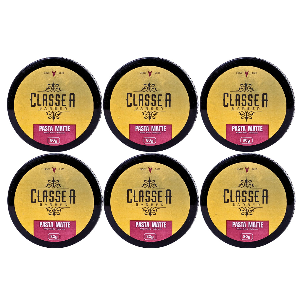 Kit 6x Pasta Modeladora Matte 80g Classe A Efeito Seco Fixação Média Acabamento Fosco Profissional