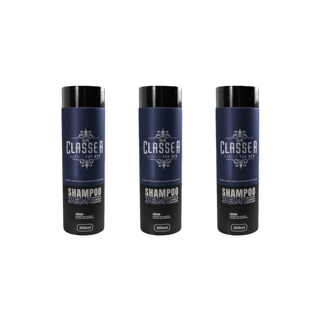 SHAMPOO 3 EM 1  300ML  BABRBA CABELO E BIGODE ALTA LIMPEZA 3un
