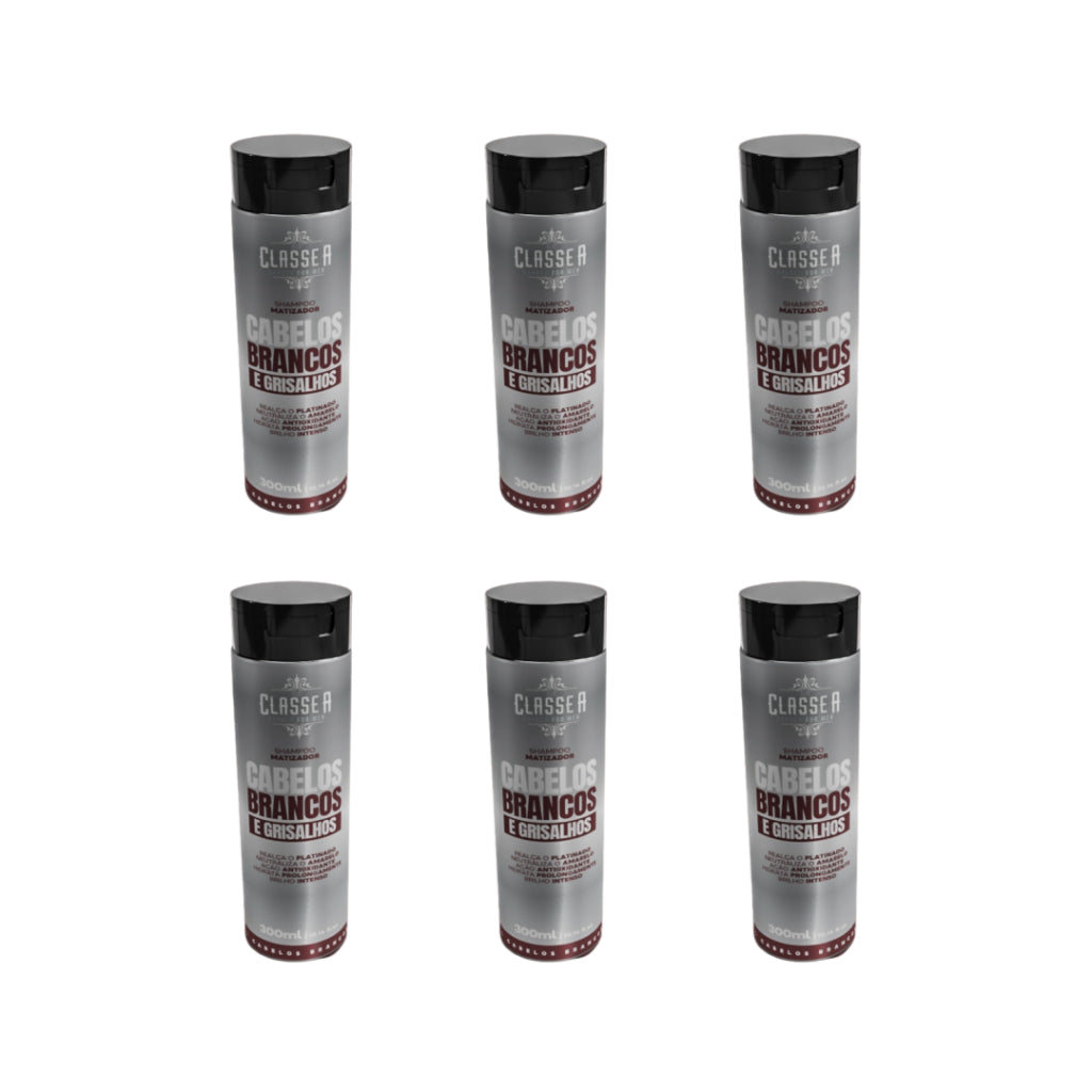 Shampoo Matizador Platinum Classe A 300ml Para Grisalhos E Loiros Desamarelador 6un