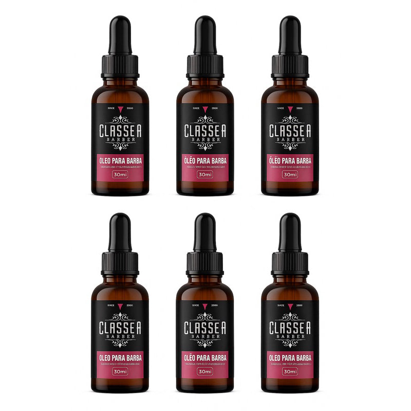 Kit 6x Óleo Para Barba 30ml Classe A Hidratante e Fortalece Os Fios Profissional