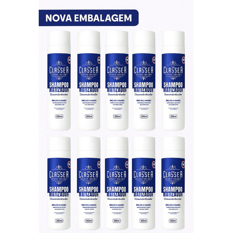 Shampoo Matizador Platinum Classe A 300ml Para Grisalhos E Loiros Desamarelador 12un