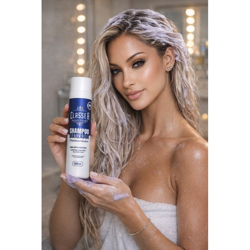 Shampoo Matizador Platinum Classe A 300ml Para Grisalhos E Loiros Desamarelador