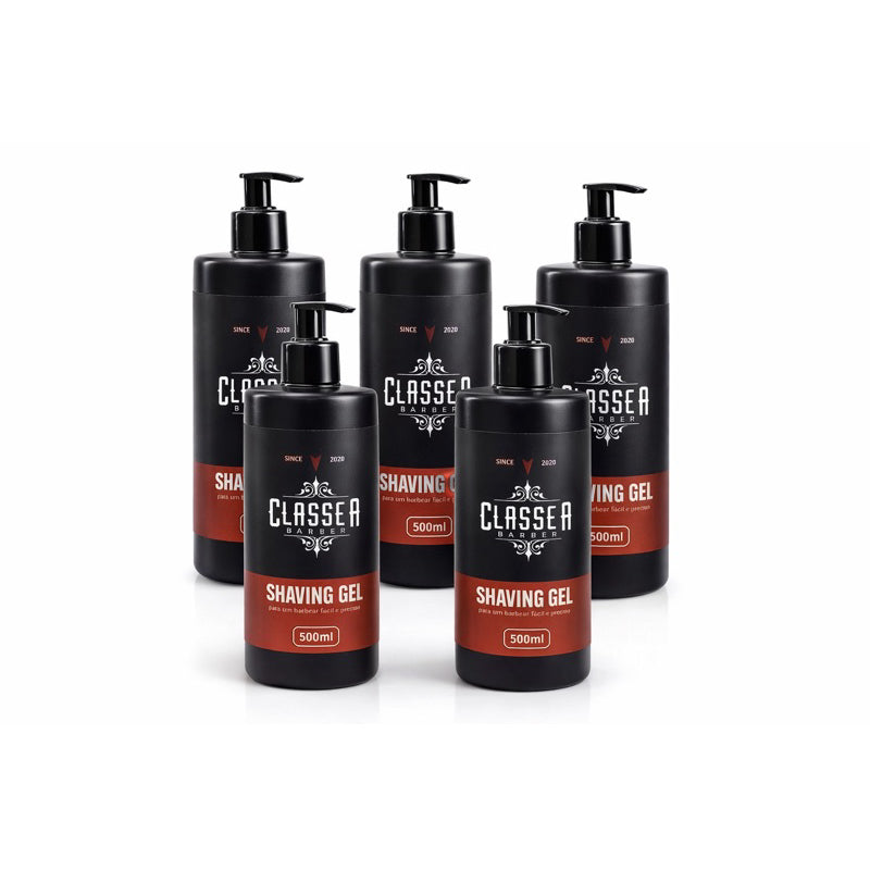 Kit 6x Shaving Em Gel 500ml Classe A Pra Fazer Barba Pezinho E Navalhado Hidratante & Refrescante Profissional