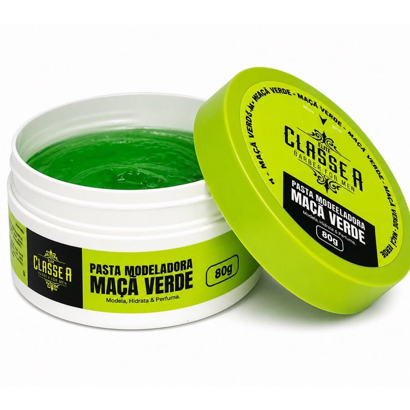 KIT 3 PASTAS MODELADORA CLASSE A  MAÇÃ VERDE 80g ALTA FIXAÇÃO 3un