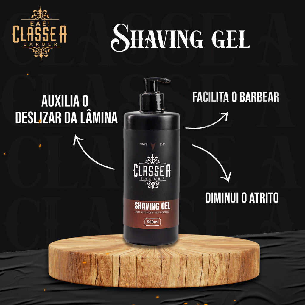 Kit 6x Shaving Em Gel 500ml Classe A Pra Fazer Barba Pezinho E Navalhado Hidratante & Refrescante Profissional